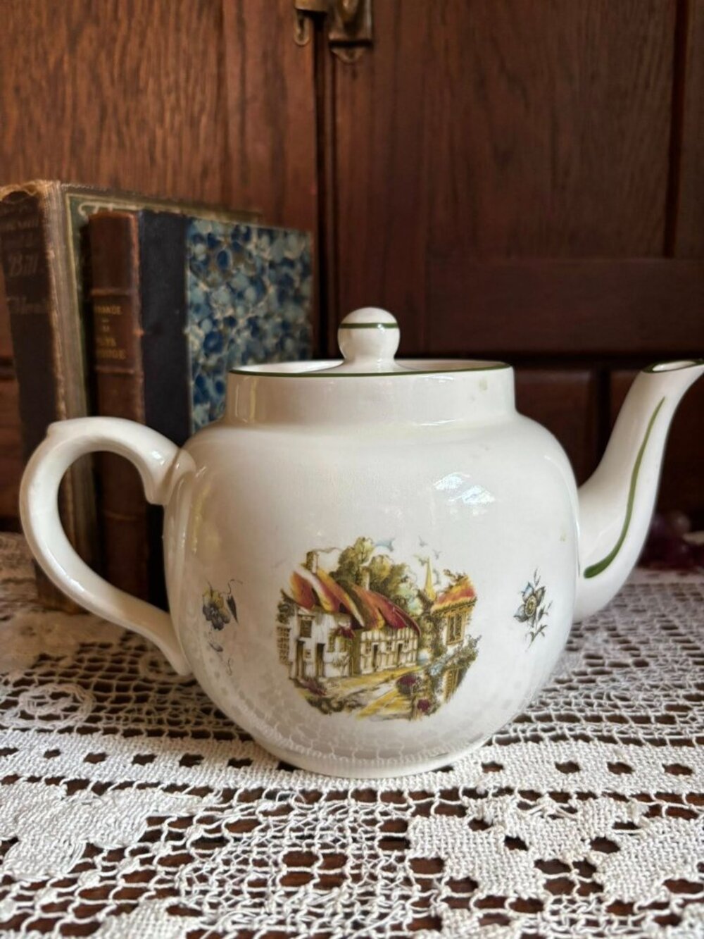 Vintage Price Kensington England Teapot Cottage Village Green Trim English Potte - Picture 4 of 7